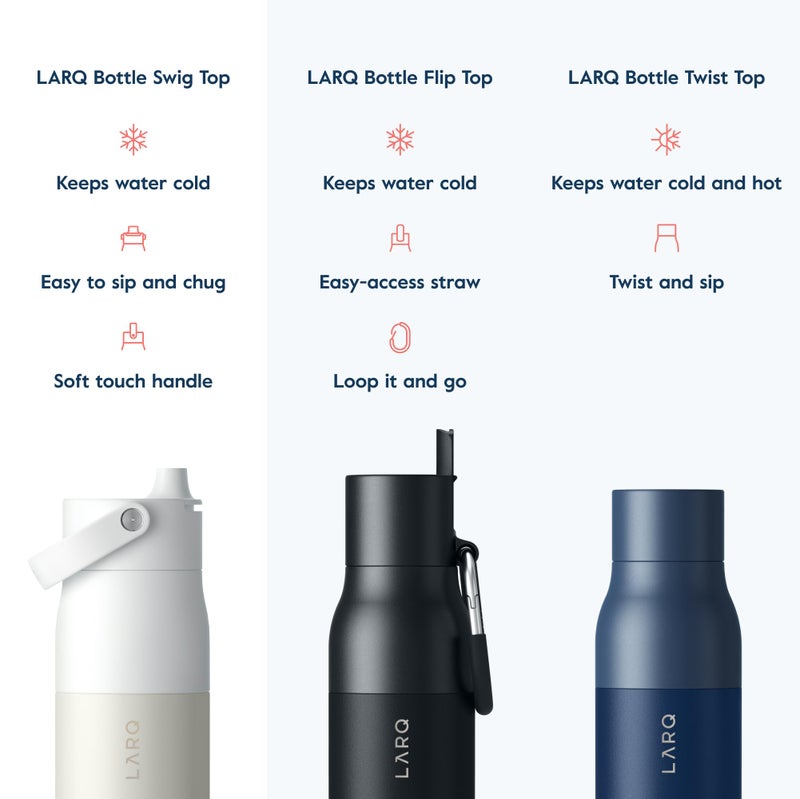 LARQ Bottle Swig Top 23oz - Insulated Stainless Steel Water Bottle With Built-In Silicone Handle | Thermos, BPA Free | Reusable Water Bottle for Sports, Gym, and Travel, Granite White - Image 4