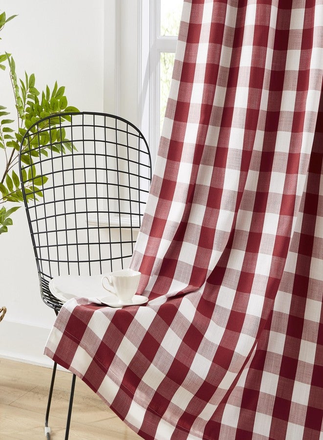 Amzdecor Buffalo Plaid Check Full Blackout Curtains Woven Checkered GEO Thermal Insulated Energy Efficient Drapes Grommet 2 Layers Window Treatment for Bedroom Living Room,2 Panels,52"x84",Red White - Image 2