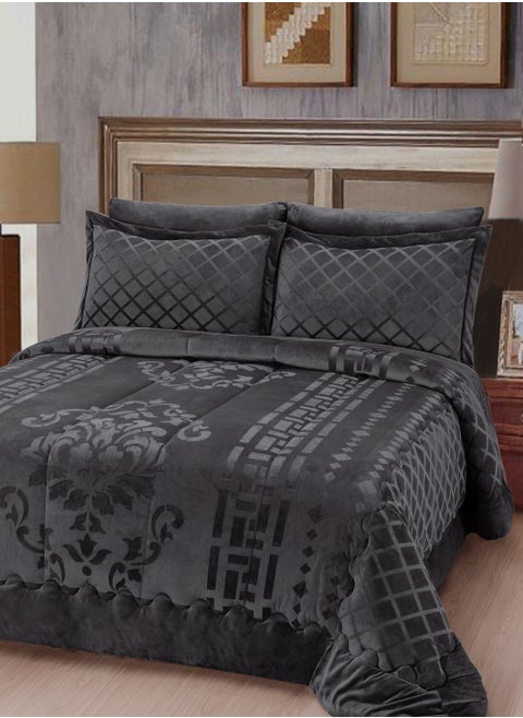 Master Home Textile Velvet Comforter Sets, 4Pcs Single Size, Fits 120 x 200 cm Single Size Bed, Soft, Warm