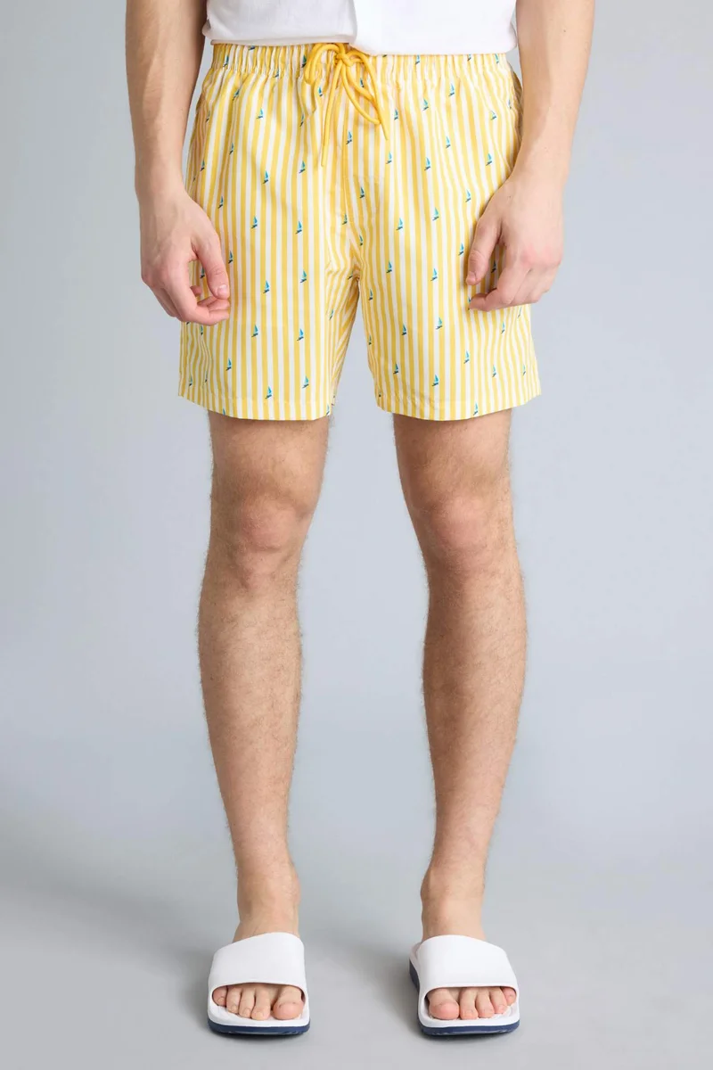 Defacto  Striped Short Swim Shorts for Men | Best Price UAE