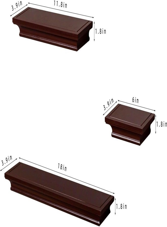 Acando Floating Wall Shelves Sets 3 PCS with Invisible Bracket Picture Ledge Units and Storage,Office Wall Organizer (3, Espresso) - Image 2