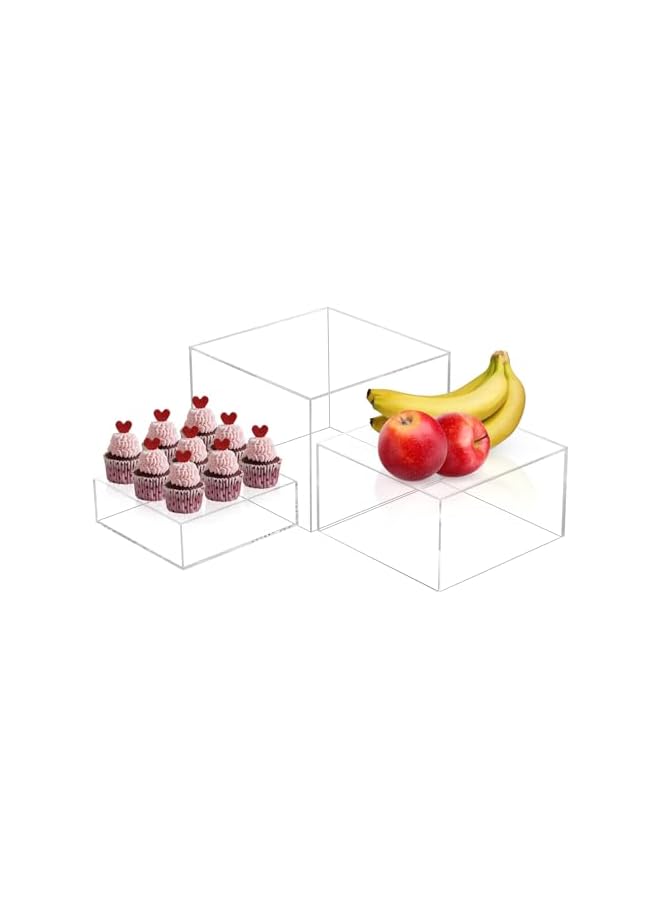 The Bros 3 Pack Acrylic Display Boxes Cube Riser, Food Display Stands for Party Buffet Risers Clear Cake Stand Acrylic Square Food Display Set Dessert Table Display Nesting Riser Jewelry Display Holder - Image 2