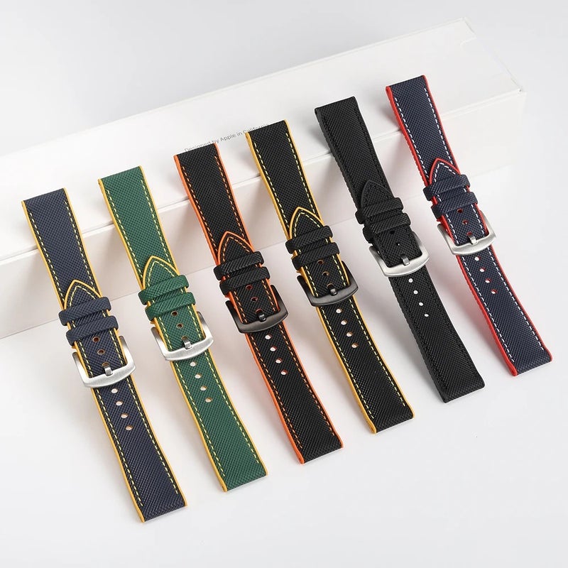 Bluejw Nylon Sailcloth and Rubber Hybrid Watch Wrist Band 20mm 21 22 23 24mm Quality Waterproof FKM Rubber Watch Strap Replacement Band - Image 5