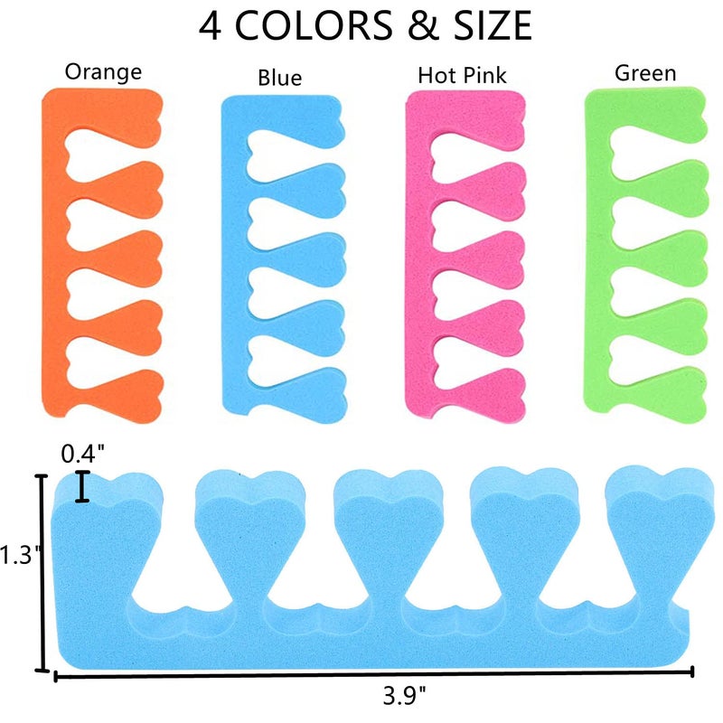 Tecbeauty 48pcs Sponge Toe Separators Pedicure Set for Nail Polish- Premium Nail Art Painting and Polishing Tool Kit, 4 Funy Color - Image 3