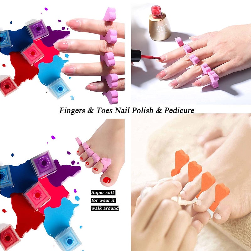 Tecbeauty 48pcs Sponge Toe Separators Pedicure Set for Nail Polish- Premium Nail Art Painting and Polishing Tool Kit, 4 Funy Color - Image 5