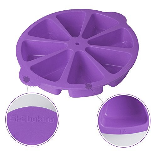 SHEbaking Scone Pan Silicone Triangle Cake Mold for Baking Nonstick Cornbread Pan 8 Cavity Pie Silicone Mold Perfect for Brownies, Muffin, Cupcake, Soap, polenta, or biscuits (Light Purple) - Image 2