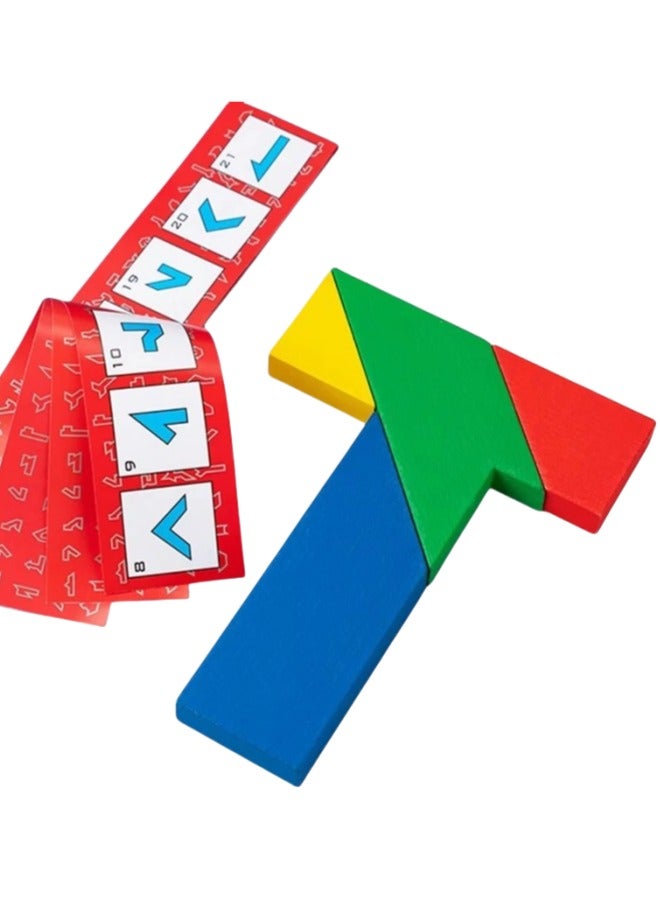 هايك لعبة تعليمية مكونة من أربع قطع مكونة من حرف T على شكل هندسي ملون - Image 1
