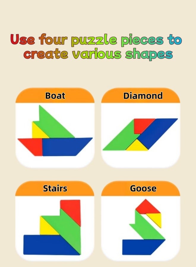 هايك لعبة تعليمية مكونة من أربع قطع مكونة من حرف T على شكل هندسي ملون - Image 3