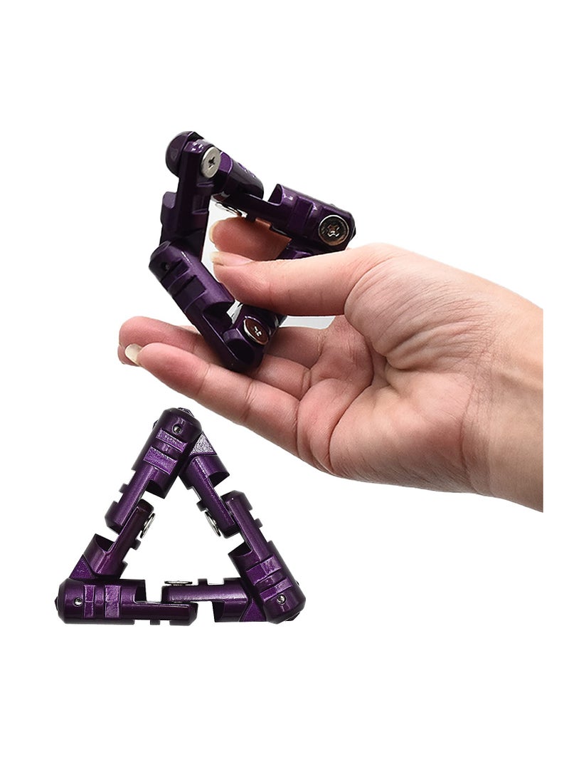 SYOSI Infinity Flip Alloyed Triangle Toy, Handheld Fidget Stress Relief Toy Anti-Anxiety Fidget Flipper Alloyed Handheld Fidget Flip Toy Infinity Flip for Adults Children Anxiety Stress Relief (Purple)  - Image 1