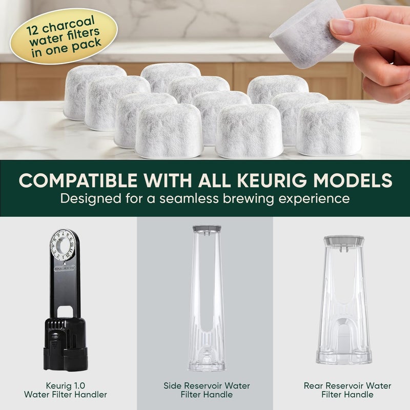 PUREHQ 12-Pack Keurig Water Filter Cartridges - Premium Keurig Filter Replacement for K-Classic, K-Supreme, K-Slim, K-Duo, K-Express by PureHQ - Charcoal Filters Fits Breville & Ninja Dualbrew Coffee Makers - Image 3