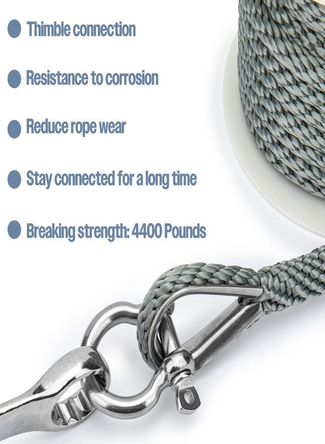 PropelTech Anchor Rope Braided Anchor Line(Grey, 3/8" x 50') Premium Solid Braid MFP Boat Rope with Stainless Steel Thimble & Shackle, Quality Marine Rope, Boat Accessories - Image 4
