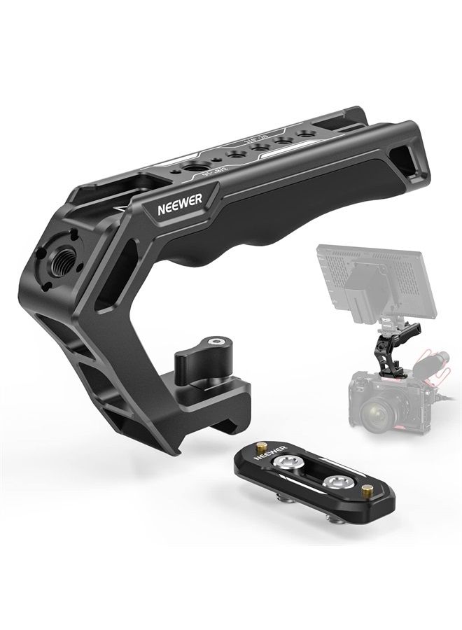 NEEWER Top Handle and NATO Rail Kit, Comfort Silicone Grip with Quick Release NATO Clamp, 3 Cold Shoes and 1/4" 3/8" ARRI Threads, Compatible with SmallRig Camera Cage Video Rig, CA008 - Image 1