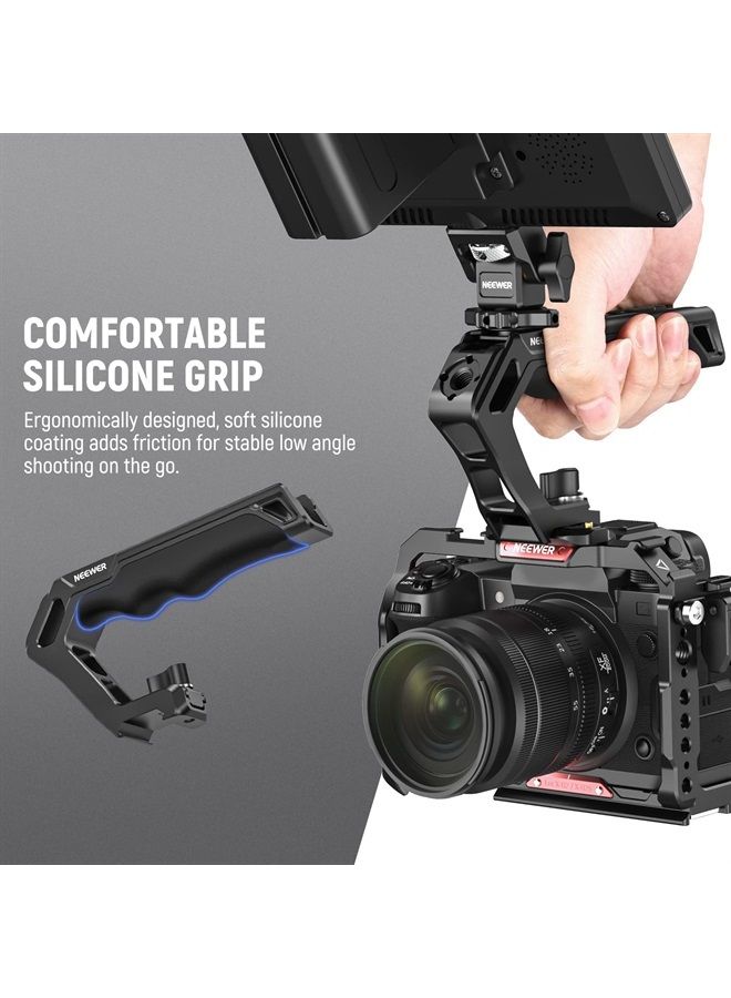 NEEWER Top Handle and NATO Rail Kit, Comfort Silicone Grip with Quick Release NATO Clamp, 3 Cold Shoes and 1/4" 3/8" ARRI Threads, Compatible with SmallRig Camera Cage Video Rig, CA008 - Image 5