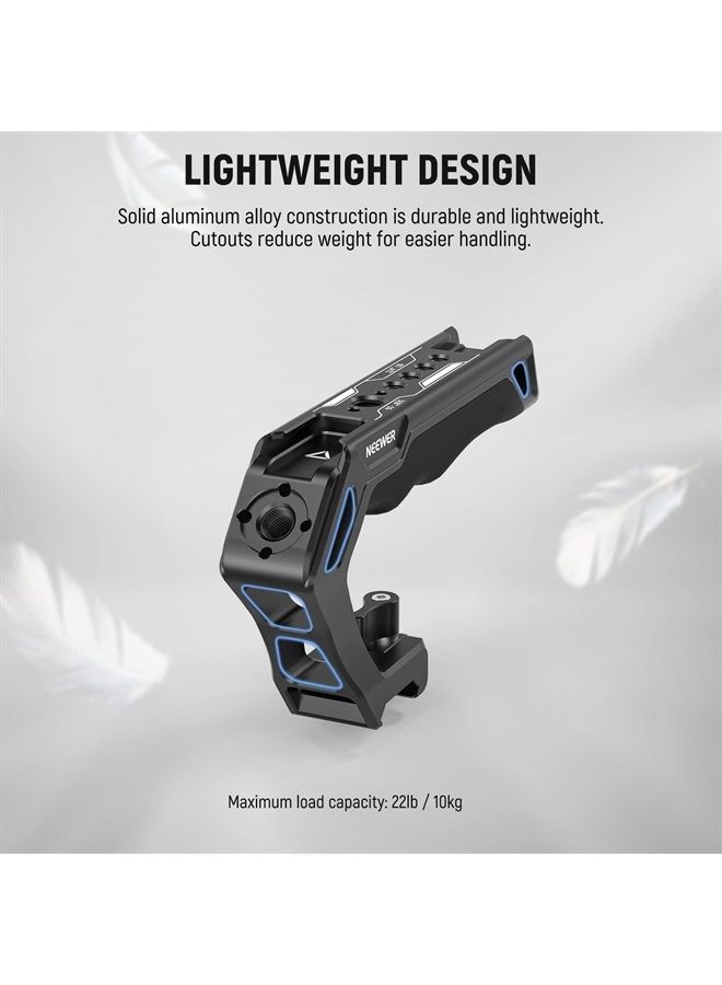 NEEWER Top Handle and NATO Rail Kit, Comfort Silicone Grip with Quick Release NATO Clamp, 3 Cold Shoes and 1/4" 3/8" ARRI Threads, Compatible with SmallRig Camera Cage Video Rig, CA008 - Image 4