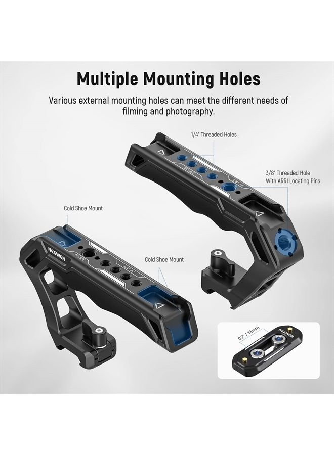 NEEWER Top Handle and NATO Rail Kit, Comfort Silicone Grip with Quick Release NATO Clamp, 3 Cold Shoes and 1/4" 3/8" ARRI Threads, Compatible with SmallRig Camera Cage Video Rig, CA008 - Image 3