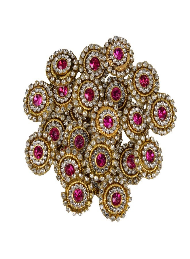 Decorama Handmade Embroidery Gota Patti Round Booti Applique Work Decorative Crafting Saree Lehenga Sew on Appliques Patches Badge (Pink) - Pack of 20 (Size of Booti - 2mm) - Image 1