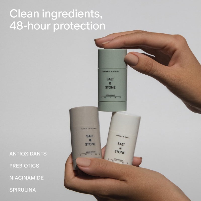 Salt & Stone Aluminum Free Deodorant | Extra Strength 48 Hour Protection for Women & Men | Made with Seaweed Extracts, Niacinamide & Prebiotics | Mini Deodorant Discovery Set - Image 3