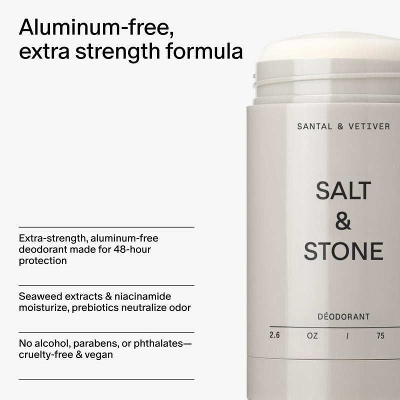 Salt & Stone Aluminum Free Deodorant | Extra Strength 48 Hour Protection for Women & Men | Made with Seaweed Extracts, Niacinamide & Prebiotics | Mini Deodorant Discovery Set - Image 5