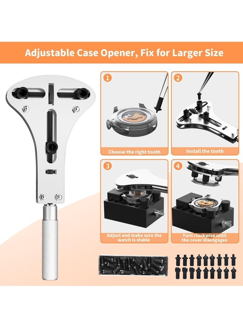 Watch Repair Kit, Watch Case Opener Spring Bar Tools, Watch Battery Replacement Tool Kit, Watch Band Link Pin Tool Set with Carrying Case and Instruction Manual - Image 2