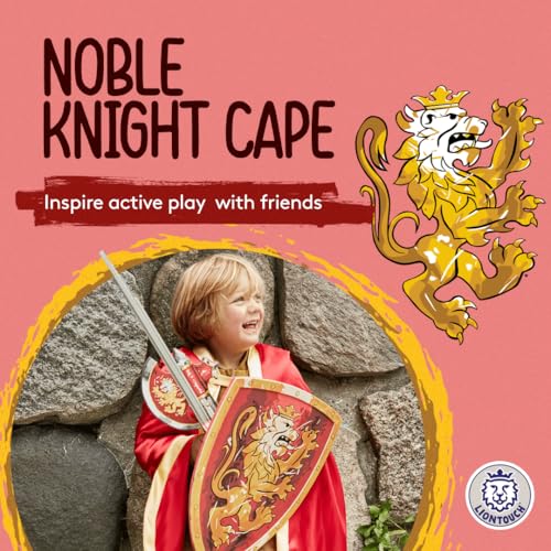 Liontouch - Noble Knight Cape for Boys, Red | Age 3-8 Years - One Size Fits All | Medieval Pretend Play Toy Cloak for Kids | Dress Up, Fancy Dresses, Cosplay & Royal Knight Costume Accessory - Image 3