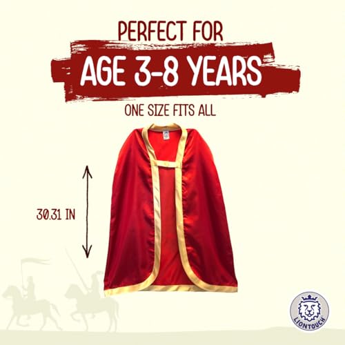 Liontouch - Noble Knight Cape for Boys, Red | Age 3-8 Years - One Size Fits All | Medieval Pretend Play Toy Cloak for Kids | Dress Up, Fancy Dresses, Cosplay & Royal Knight Costume Accessory - Image 5