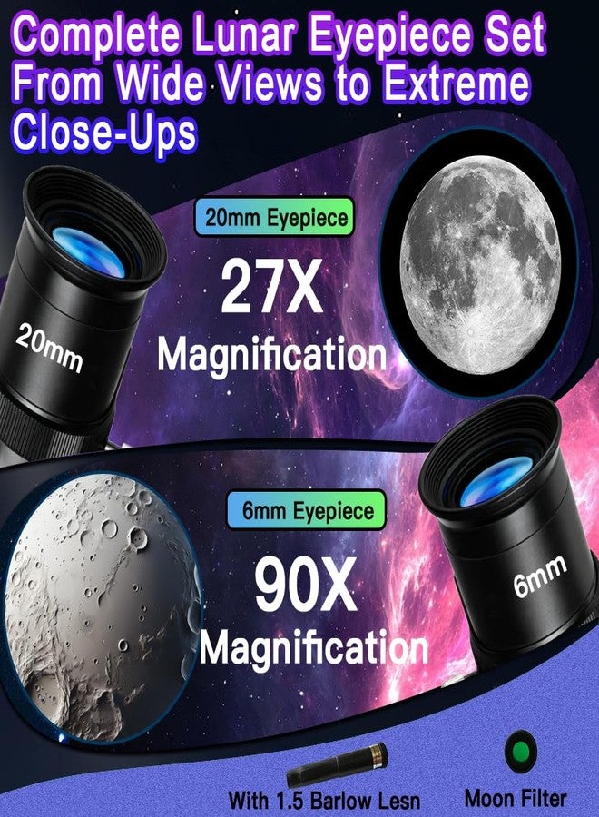 Luzsco Telescope for Kids 60mm 90x Magnification with Sturdy Tripod, 2 Eyepieces & Finder Scope, 360mm Tube, STEM Astronomy Educational Gift for Boys & Girls 6-12 - Image 5