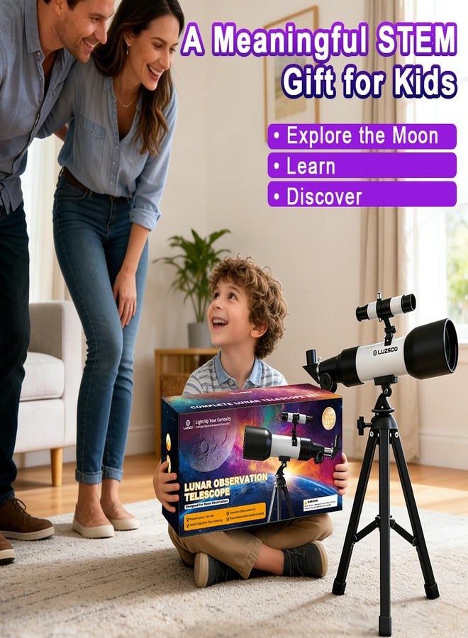 Luzsco Telescope for Kids 60mm 90x Magnification with Sturdy Tripod, 2 Eyepieces & Finder Scope, 360mm Tube, STEM Astronomy Educational Gift for Boys & Girls 6-12 - Image 3