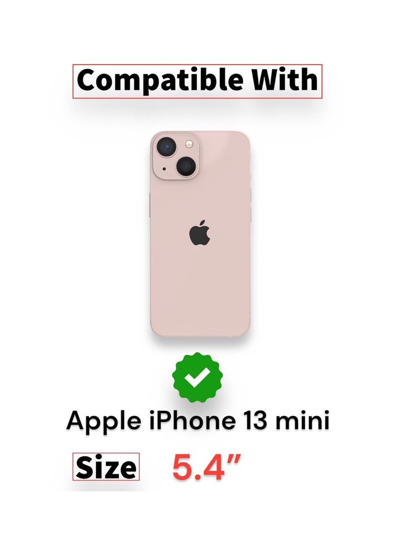 For Apple iPhone 13 Mini Silicone Back Case with Leather Handle Wrist Strap , Kickstand Back Feature Landscape and Portrait , Magnetic Holder Compatible with Apple iPhone 13 Mini  (5.4'') (Black)