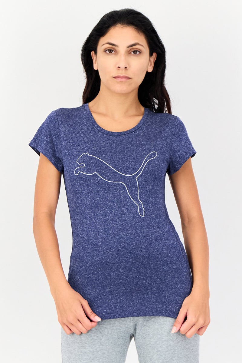 PUMA Women Slim Fit Short Sleeves Training T-Shirt, Heather Blue - Image 1