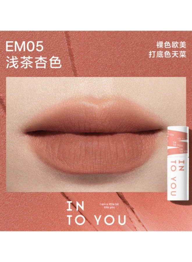 INTO YOU EM05 Light Tea Apricot Lip Mud - Effortless Elegance for Everyday Wear