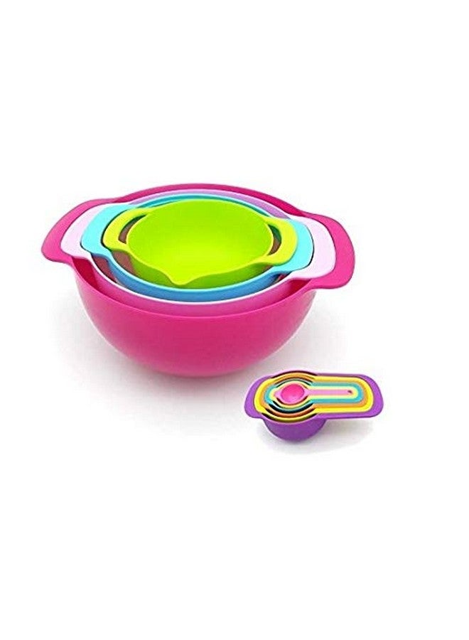 Xtore Plastic 10 Pcs Kitchen Bowl Set Versatile Nested Mixing Bowls With Handles, Including Container, Colander, Sieve And Measuring Cups- (Pack Of 10, Multicolor), 1.65 Liter - Image 5