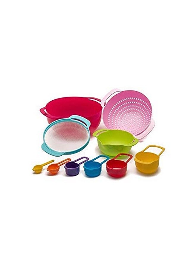 Xtore Plastic 10 Pcs Kitchen Bowl Set Versatile Nested Mixing Bowls With Handles, Including Container, Colander, Sieve And Measuring Cups- (Pack Of 10, Multicolor), 1.65 Liter - Image 3