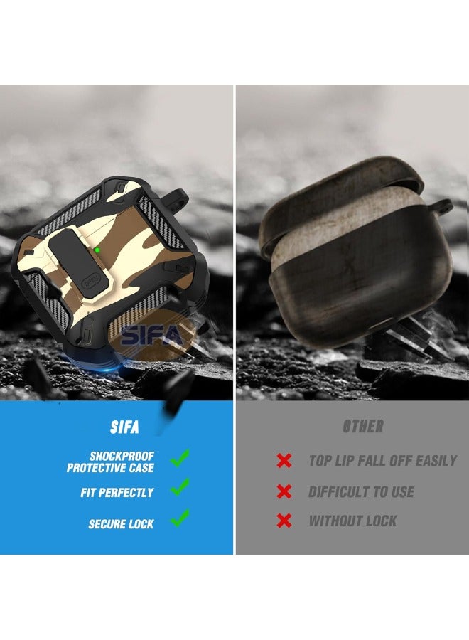 Airpods 4 Case, Airpods 4th Generation Case with Lock, Airpods 4 Generation Case Cover with Cleaner Kit, Hard Shell Rugged Shockproof Cover with Keychain Apple Airpods 4 2024 (Camo Brown) - Image 5