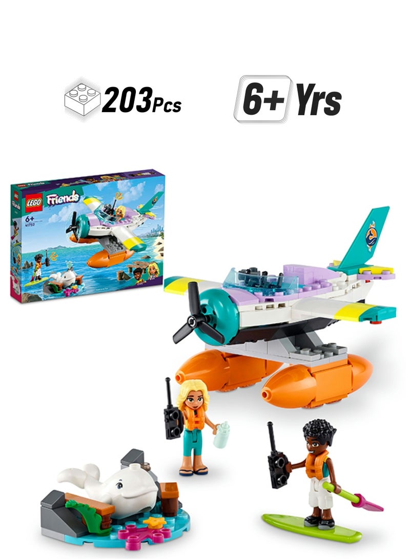 LEGO Friends Sea Rescue Plane 41752 Building Toy Set; Creative Fun for Ages 6+; Includes 2 Mini-Dolls and a Whale Character Plus Lots of Accessories; A Fun Gift for Kids Who Love Sea Life (203 Pieces) - Image 1