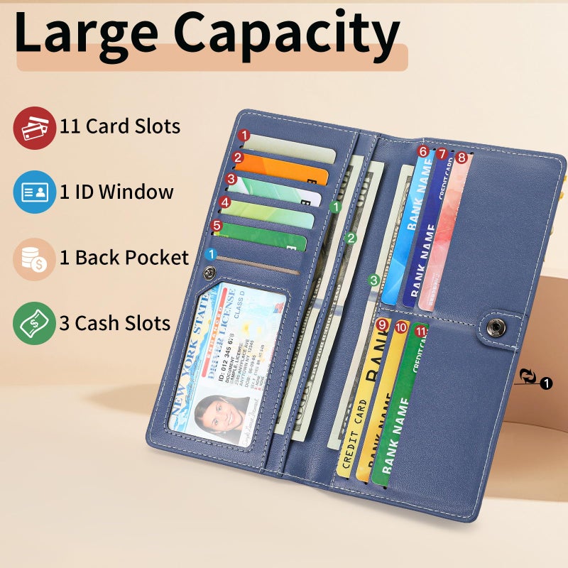 FALAN MULE Ultra Slim Thin Wallet for Women Bifold Leather RFID Blocking Designer Credit Card Holder - Image 4