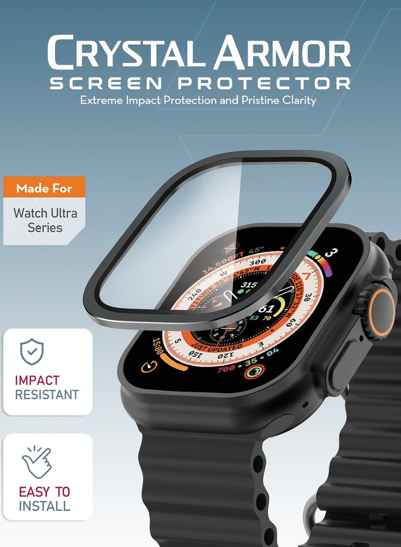 Moxedo Crystal Armor Screen Protector with Aluminium Alloy Bumper Frame, Keep Original Designed for Apple Watch Ultra Series 2024/2023/2022 49mm - Black - Image 2