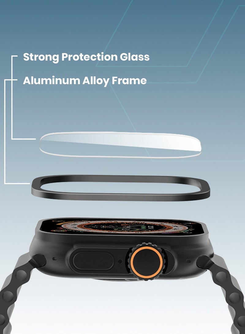 Moxedo Crystal Armor Screen Protector with Aluminium Alloy Bumper Frame, Keep Original Designed for Apple Watch Ultra Series 2024/2023/2022 49mm - Black - Image 3