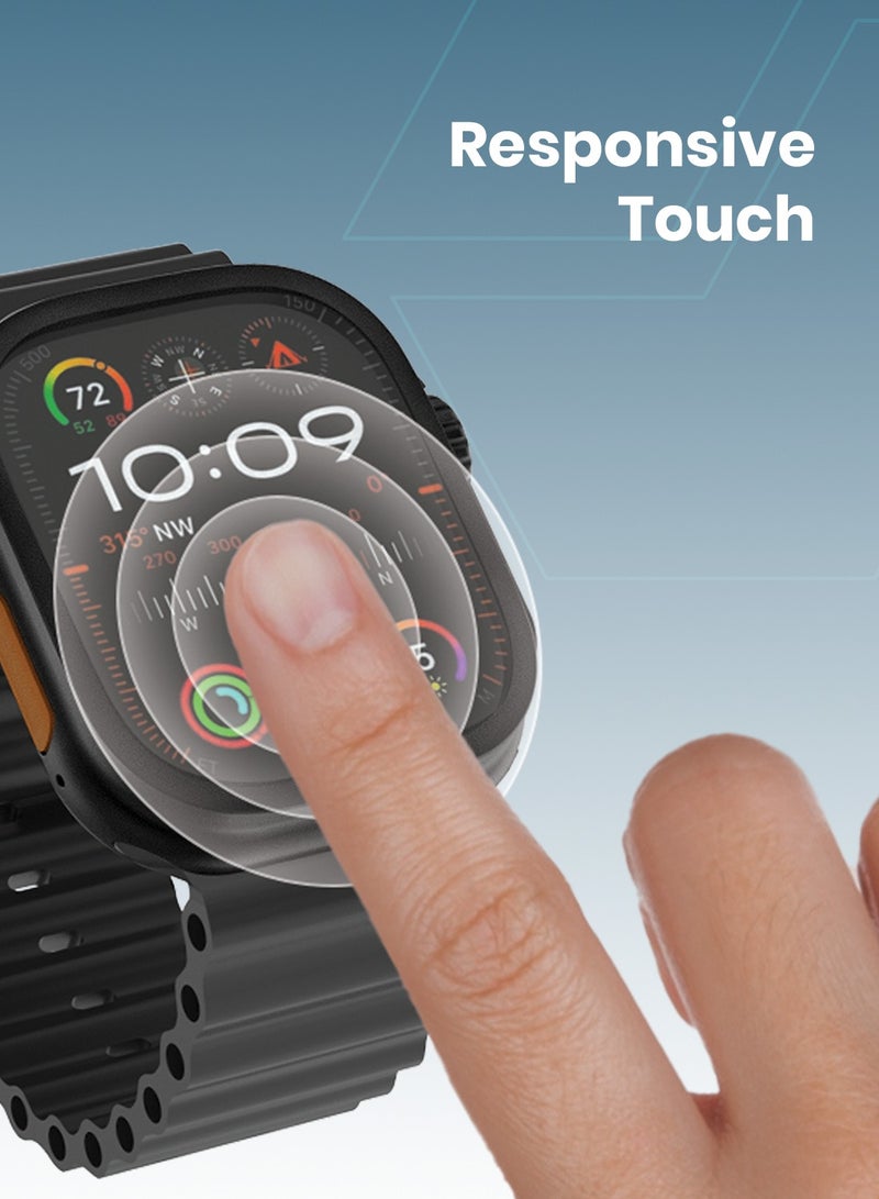 Moxedo Crystal Armor Screen Protector with Aluminium Alloy Bumper Frame, Keep Original Designed for Apple Watch Ultra Series 2024/2023/2022 49mm - Black - Image 4