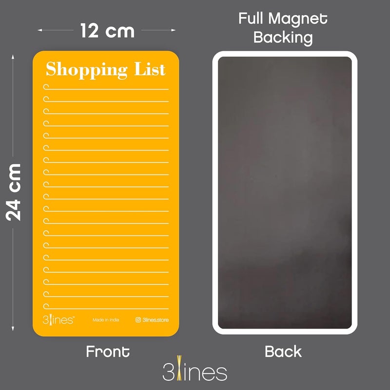 3 Lines Grocery Shopping List Fridge Magnet With Marker|Smart Planning & Shopping for family, working professionals|Personal Organisers,To Do List|Size 12x24 cms Acrylic Board |Papaya Color| L - Image 4