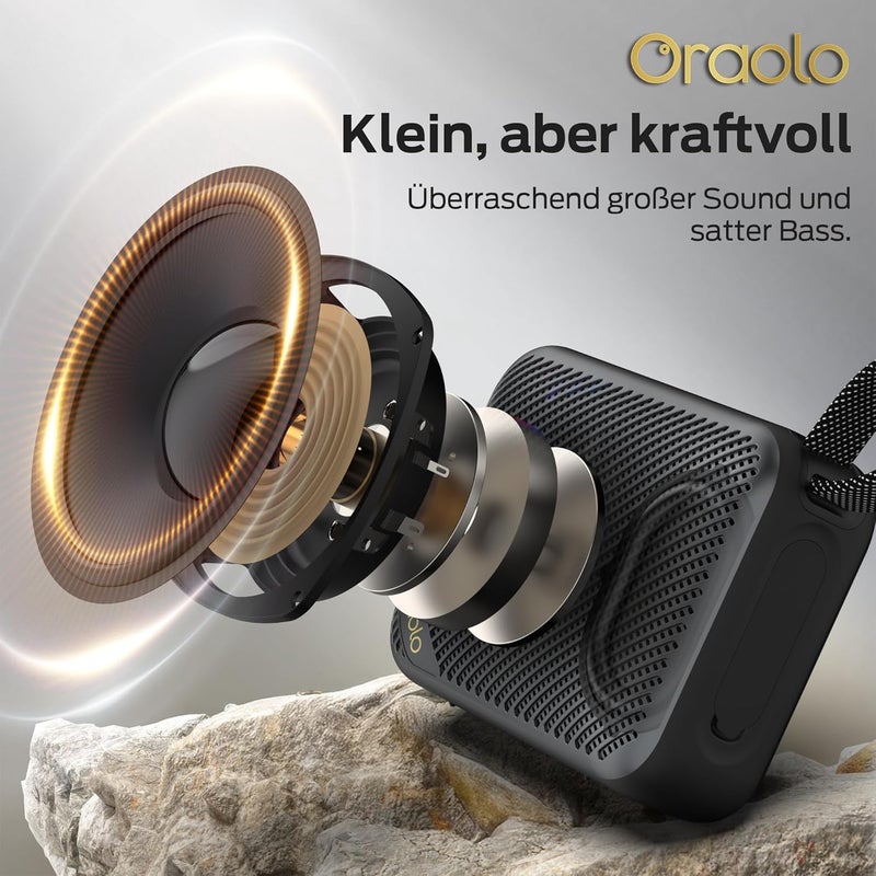 oraolo Portable Bluetooth Speaker, Mini Bluetooth Speaker, 20H Runtime, Bluetooth 6.0, IPX7 Waterproof, Small Speaker, Wireless Music Box for Home, Cycling, Outdoor - Image 2