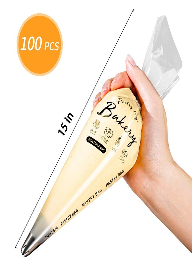 Vinland 100 Pcs Disposable Piping bags, Anti Burst Pastry Bag - Thickened Pastry Bags, Tipless Piping bags For Royal Icing, Ideal for Cakes And Cookies Decoration (15 Inch) - Image 2