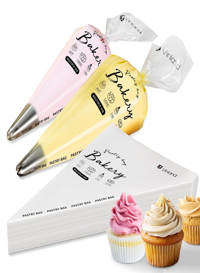 Vinland 100 Pcs Disposable Piping bags, Anti Burst Pastry Bag - Thickened Pastry Bags, Tipless Piping bags For Royal Icing, Ideal for Cakes And Cookies Decoration (15 Inch) - Image 1