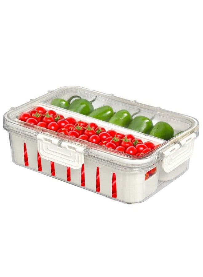 PRIME PICK صندوق تخزين الثلاجة محكم الإغلاق من برايم بيك مع صينية تصريف قابلة للإزالة، صندوق تصريف الطعام، فاصل الفواكه والخضروات، صناديق الفريزر - Image 1