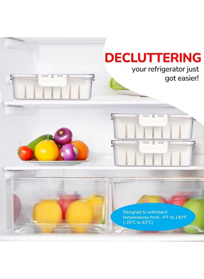 PRIME PICK صندوق تخزين الثلاجة محكم الإغلاق من برايم بيك مع صينية تصريف قابلة للإزالة، صندوق تصريف الطعام، فاصل الفواكه والخضروات، صناديق الفريزر - Image 4