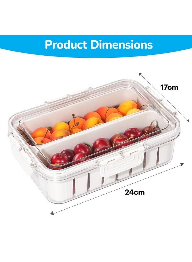 PRIME PICK صندوق تخزين الثلاجة محكم الإغلاق من برايم بيك مع صينية تصريف قابلة للإزالة، صندوق تصريف الطعام، فاصل الفواكه والخضروات، صناديق الفريزر - Image 2