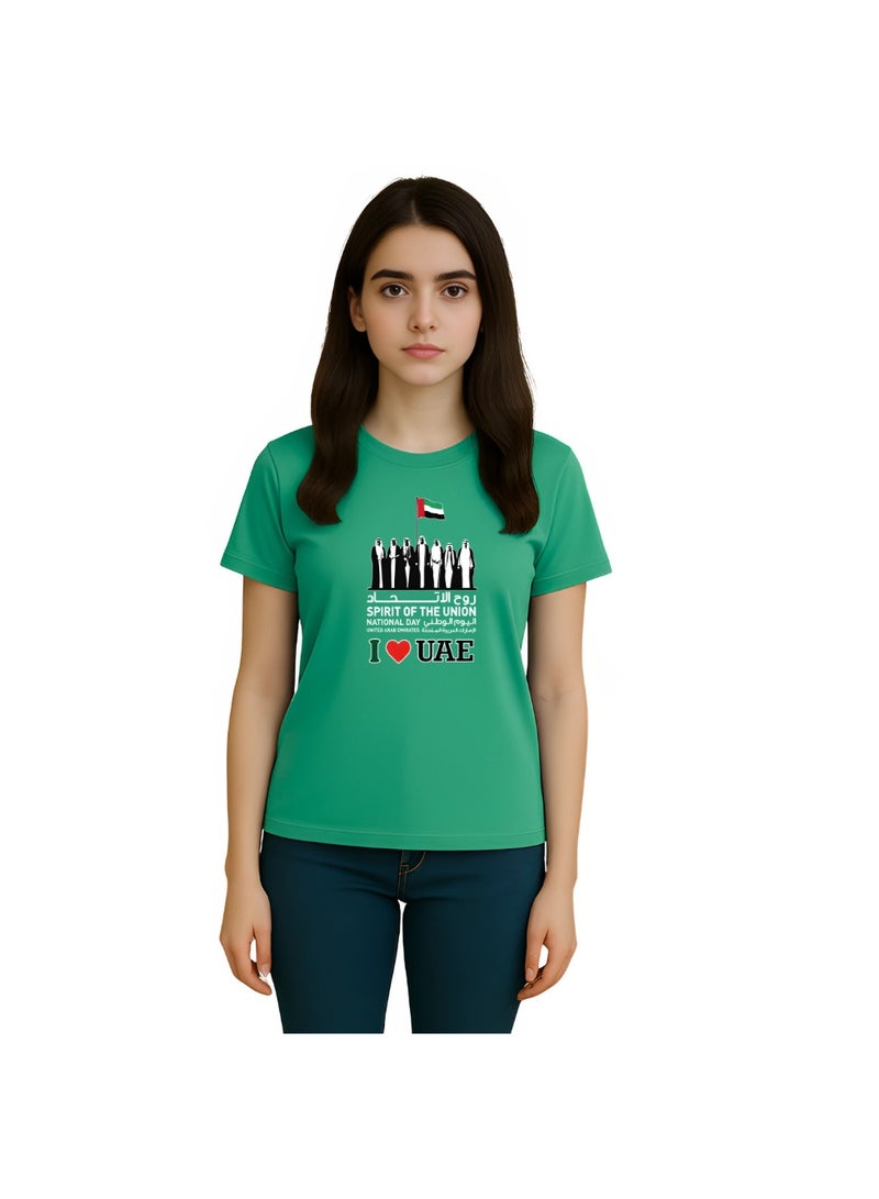 UAE Celebrating National Day Printed Adult Round Neck T-Shirt for Women - Image 1