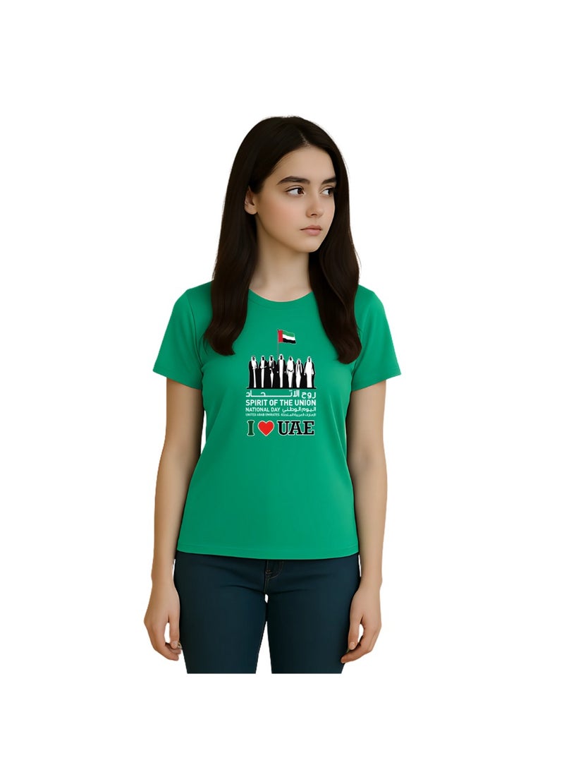 UAE Celebrating National Day Printed Adult Round Neck T-Shirt for Women - Image 3
