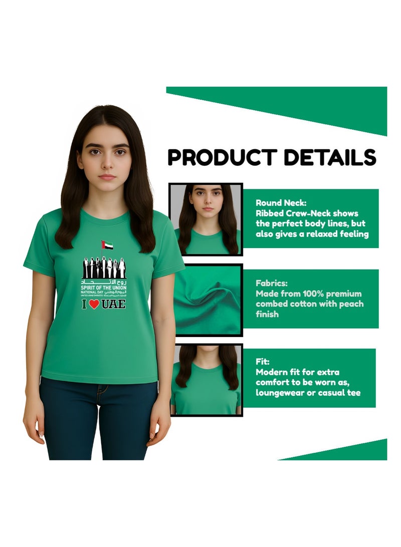 UAE Celebrating National Day Printed Adult Round Neck T-Shirt for Women - Image 4