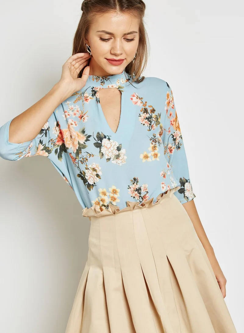 ELLA Floral Print Choker Top