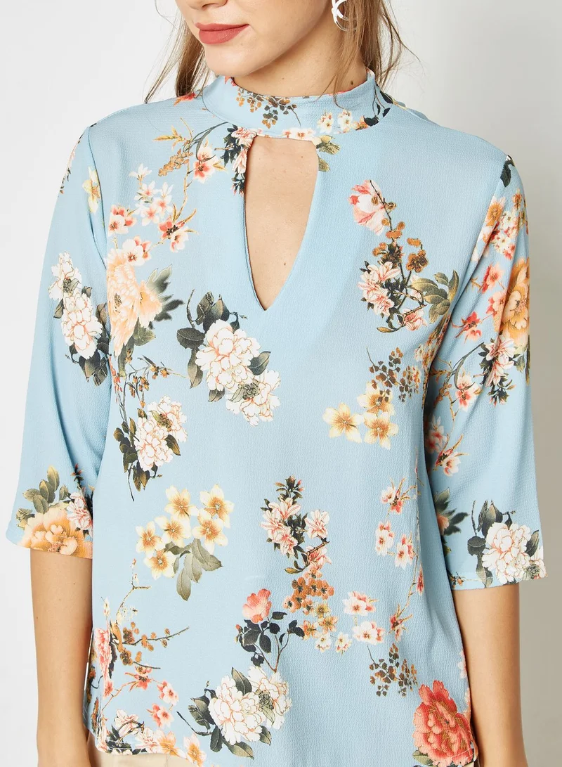 ELLA Floral Print Choker Top